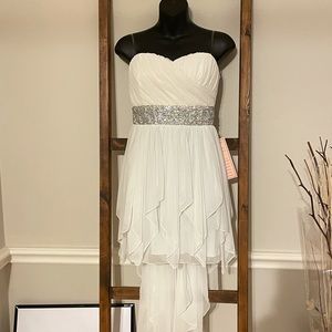 Beautiful white flowy chiffon strapless dress